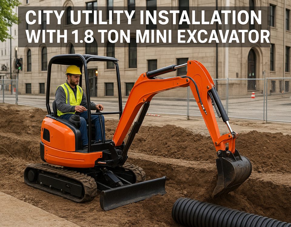 Utility Line Installation with a 1.8 Ton Kubota Engine Excavator