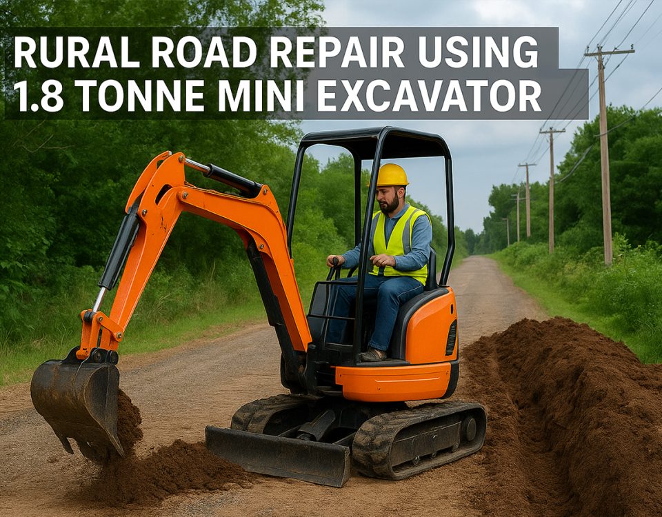 1.8 tonne mini excavator, crawler digger, compact roadwork excavator